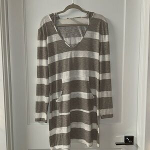 STRIPE HOODIE COVERUP DRESS